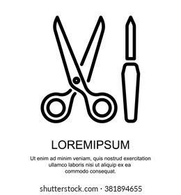 Web line icon. Scissors and nail file