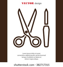 Web line icon. Scissors and nail file