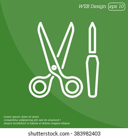 Web line icon. Scissors and nail file