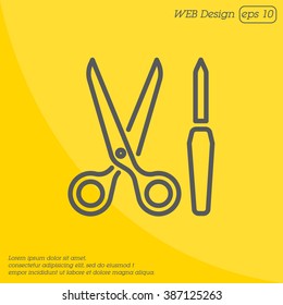 Web line icon. Scissors and nail file