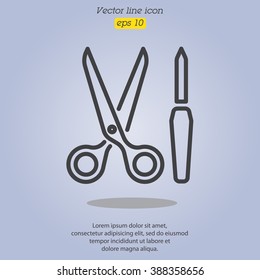 Web line icon. Scissors and nail file