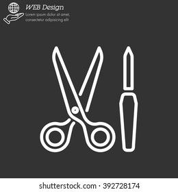 Web line icon. Scissors and nail file