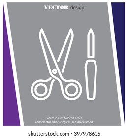 Web line icon. Scissors and nail file