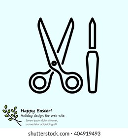 Web line icon. Scissors and nail file