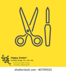 Web line icon. Scissors and nail file