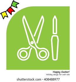 Web line icon. Scissors and nail file