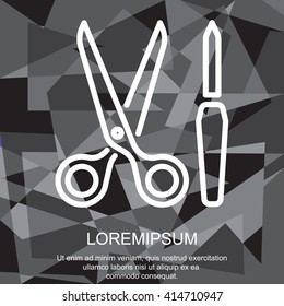 Web line icon. Scissors and nail file