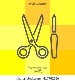 Web line icon. Scissors and nail file