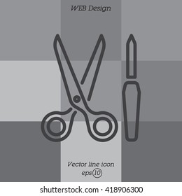 Web line icon. Scissors and nail file