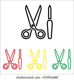 Web line icon. Scissors and nail file