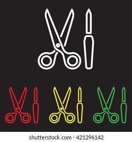Web line icon. Scissors and nail file