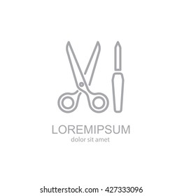 Web line icon. Scissors and nail file