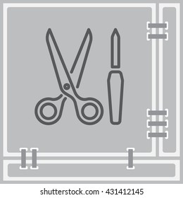 Web line icon. Scissors and nail file