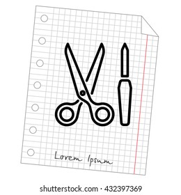 Web line icon. Scissors and nail file