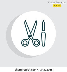 Web line icon. Scissors and nail file