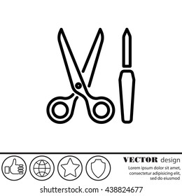 Web line icon. Scissors and nail file