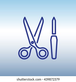 Web line icon. Scissors and nail file
