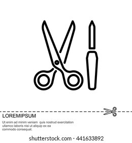 Web line icon. Scissors and nail file