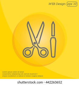 Web line icon. Scissors and nail file