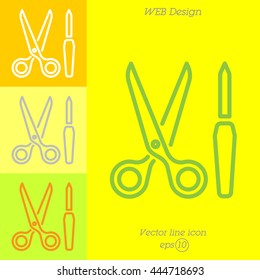 Web line icon. Scissors and nail file