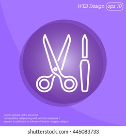 Web line icon. Scissors and nail file