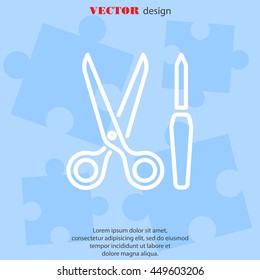 Web line icon. Scissors and nail file