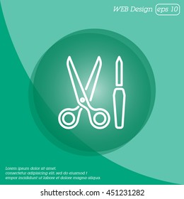 Web line icon. Scissors and nail file