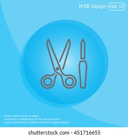 Web line icon. Scissors and nail file