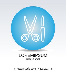 Web line icon. Scissors and nail file