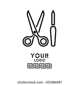 Web line icon. Scissors and nail file