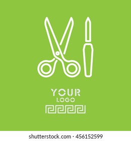 Web line icon. Scissors and nail file