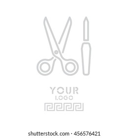 Web line icon. Scissors and nail file