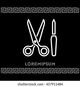 Web line icon. Scissors and nail file
