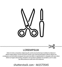 Web line icon. Scissors and nail file