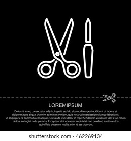 Web line icon. Scissors and nail file