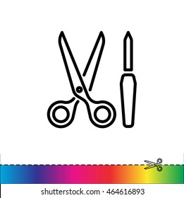 Web line icon. Scissors and nail file