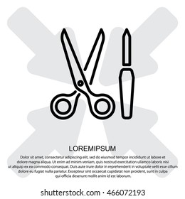 Web line icon. Scissors and nail file