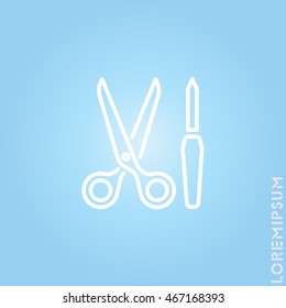 Web line icon. Scissors and nail file