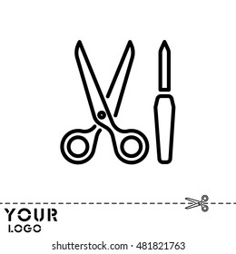 Web line icon. Scissors and nail file