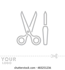 Web line icon. Scissors and nail file