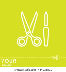 Web line icon. Scissors and nail file