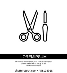 Web line icon. Scissors and nail file