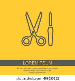 Web line icon. Scissors and nail file