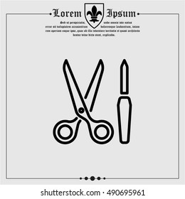 Web line icon. Scissors and nail file