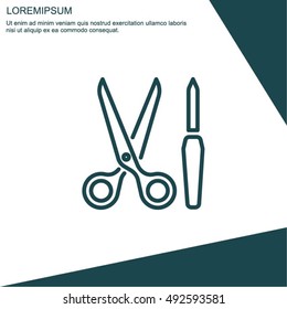 Web line icon. Scissors and nail file
