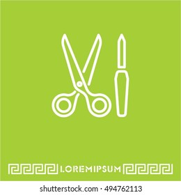 Web line icon. Scissors and nail file
