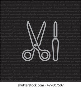 Web line icon. Scissors and nail file
