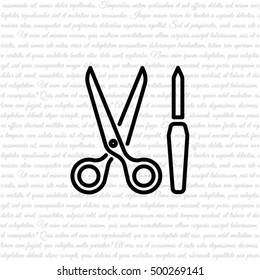 Web line icon. Scissors and nail file