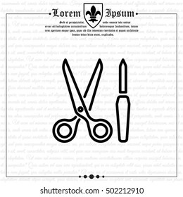 Web line icon. Scissors and nail file