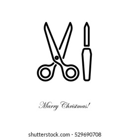 Web line icon. Scissors and nail file